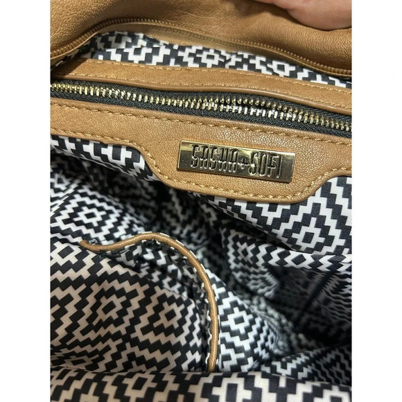 Sasha+Sofi Distressed Hobo Purse Vegan Leather in Tobacco With Stitching Detail - Picture 9 of 12